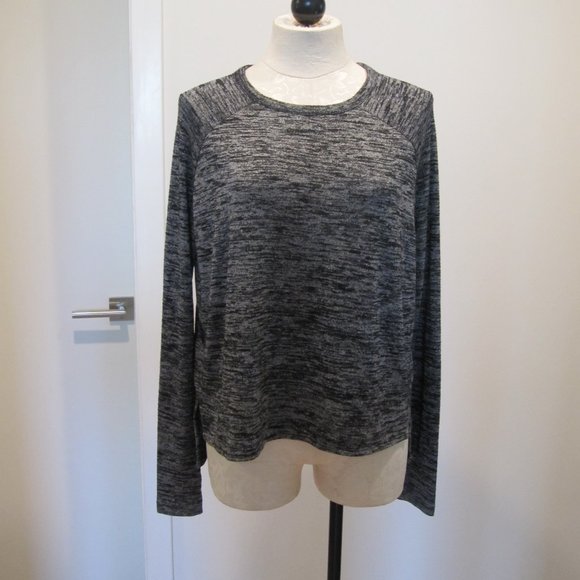 Rag & Bone / Jean Grey & Black Long Sleeve Easy Fit Stretchy T-Shirt, XS - Picture 1 of 7